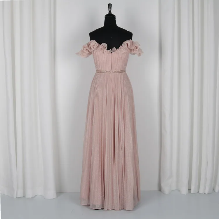 
Modern Fashion Shinning Floor-Length Pink Evening Dancing Dress Simple Chiffon Prom Dress For Ladies 