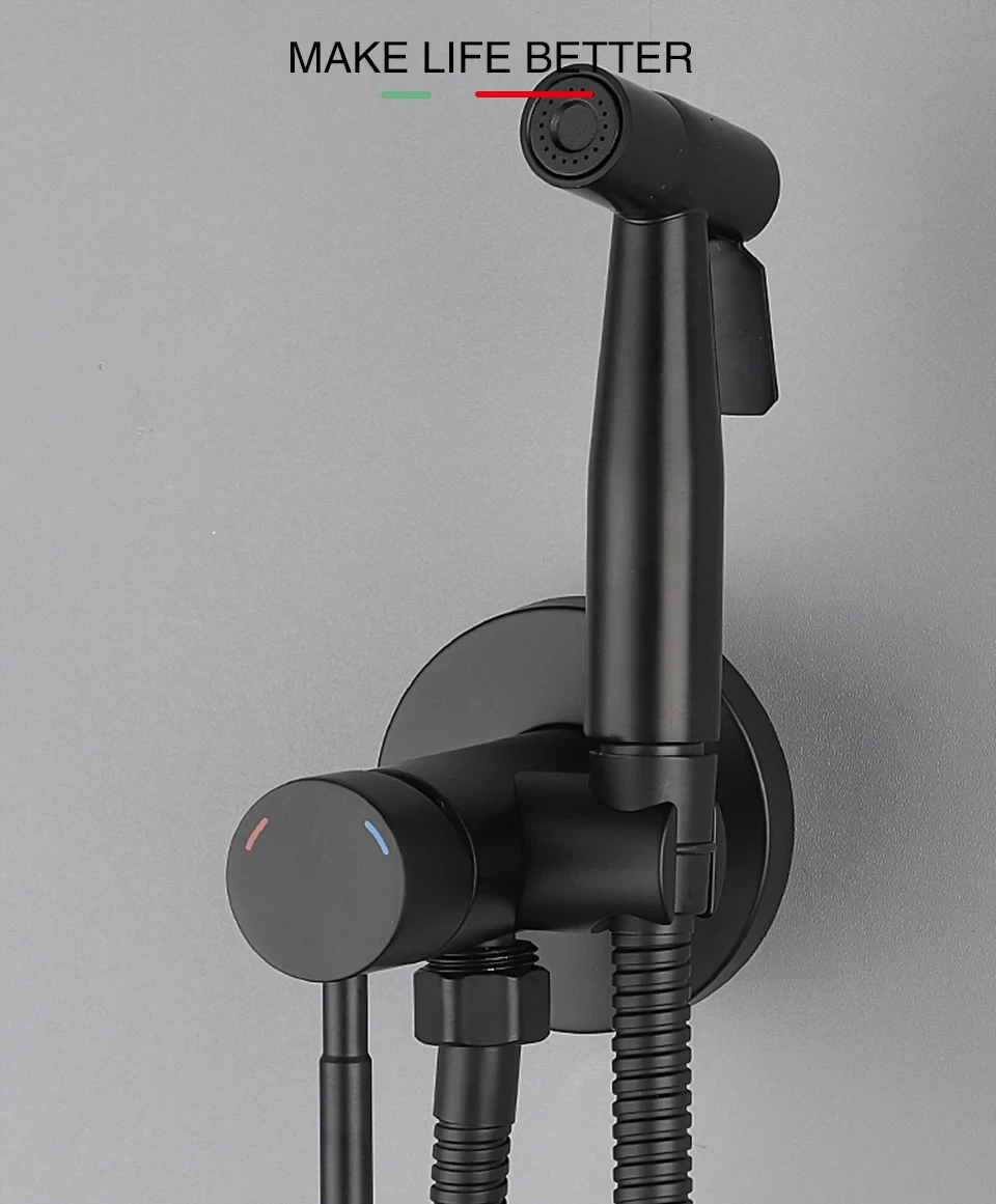 Portable Bidet Sprayer Set Black Bidet faucet Stainless Steel Toilet Faucet Hot Cold Water Mixer Bathroom Shower Head