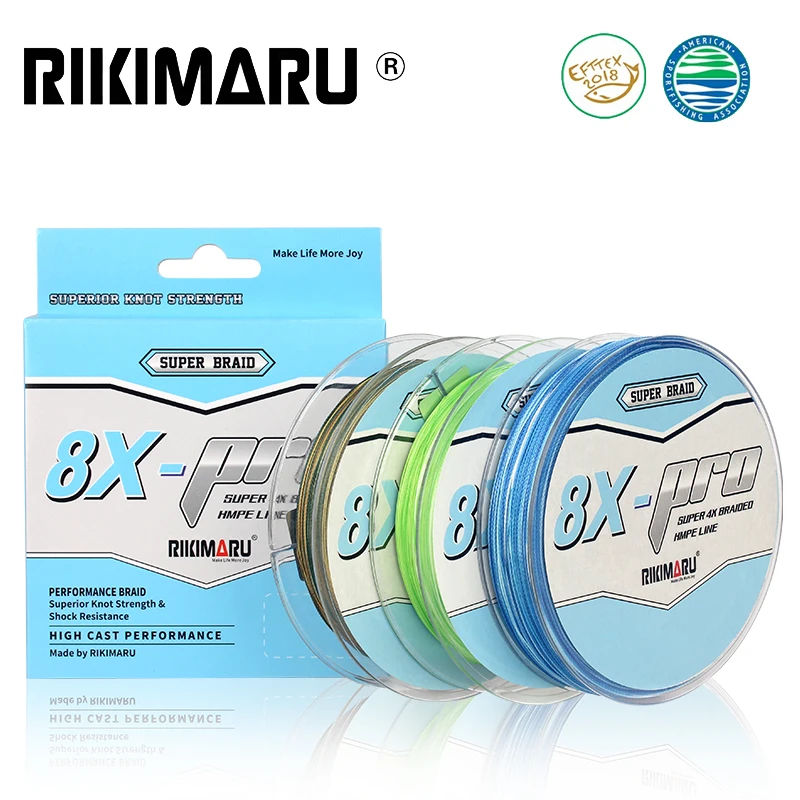 Rikimaru Spot Color x8 Strand 300m UHMWPE плетеная леска для ловли рыбы в соленой воде