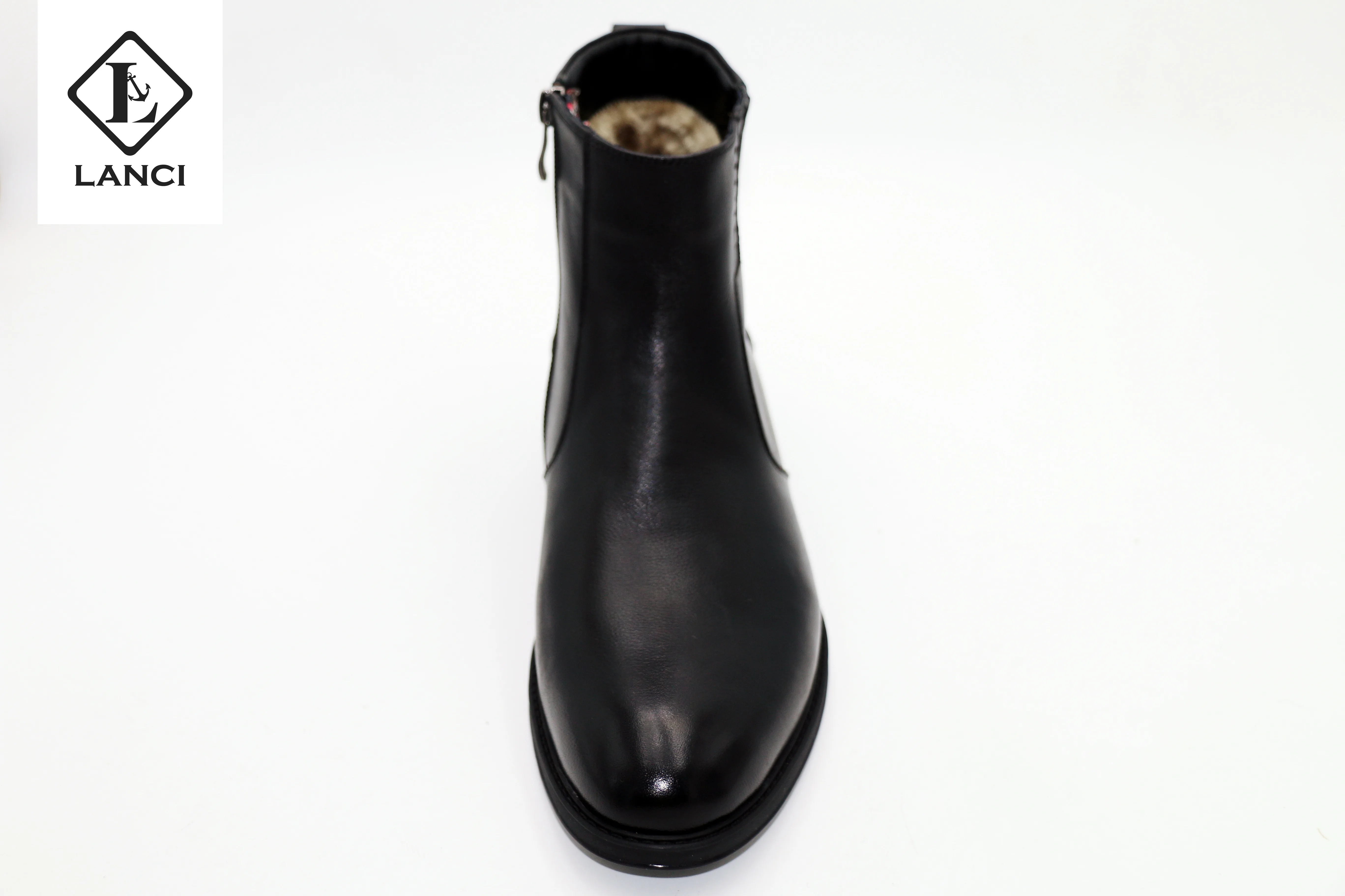 LANCI 2022 Wholesale latestest custom discount mens leather Chelsea boots zipper rope