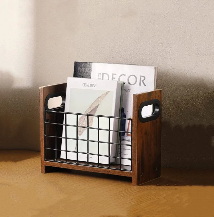 2 Piecesmagazine holder Desktop Magazine Rack Floor Rustic magazine basket  Farmhouse Metal