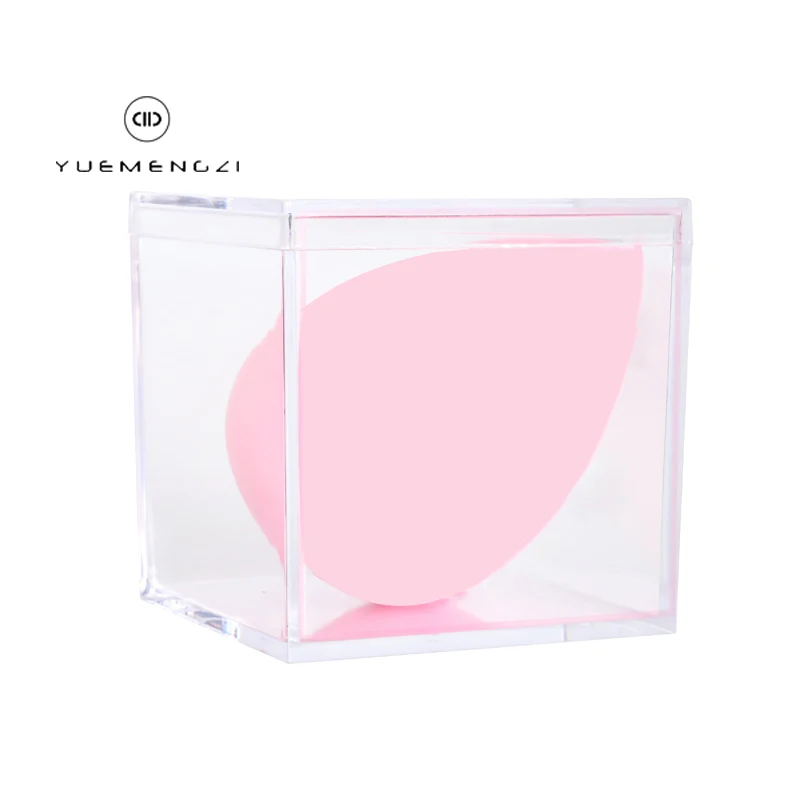 Квадратный прозрачный акриловый контейнер для хранения с логотипом на заказ, маленькая коробка для конфет, пластиковый держатель для растушевки косметики, косметики, губки для макияжа