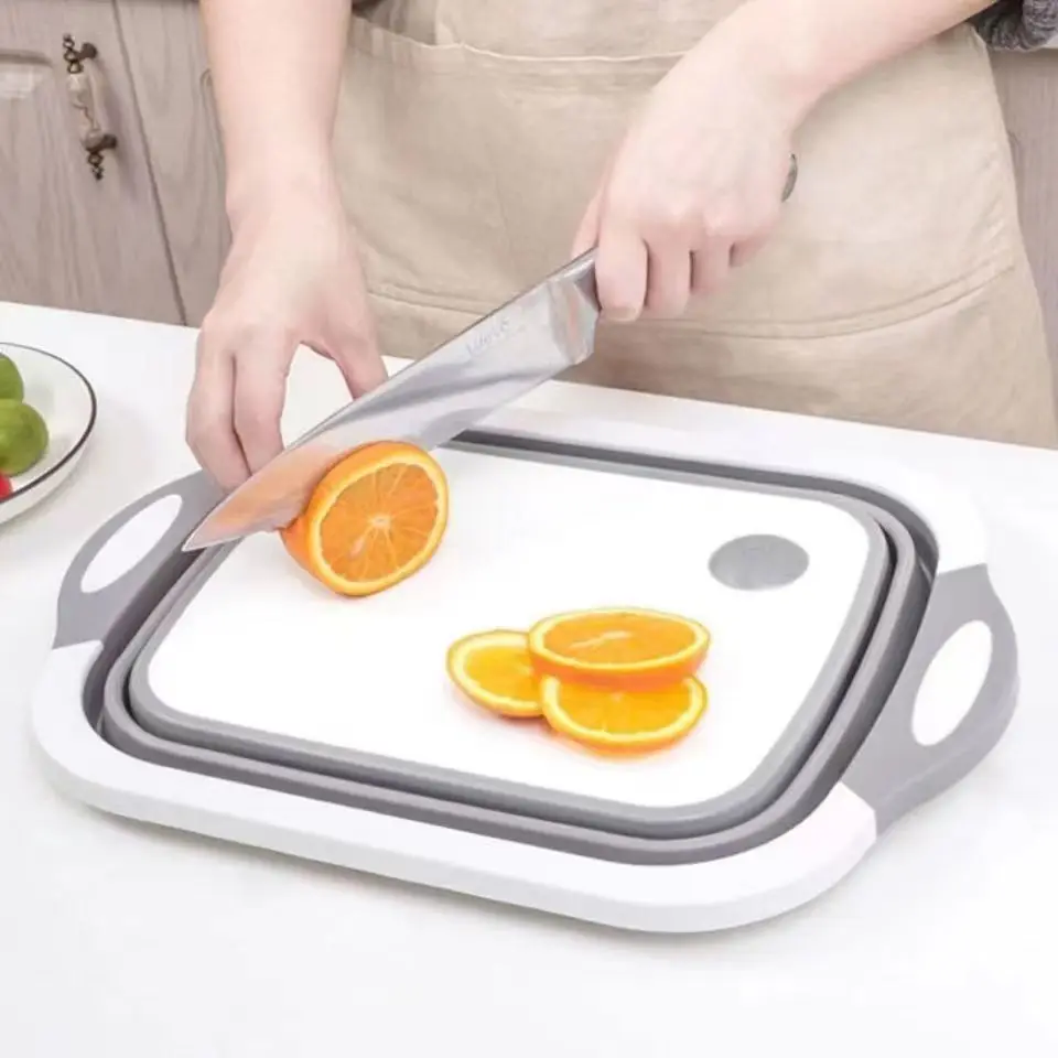 FS220 Multifunctional Folding Vegetable Washing Basin Chopping Board Kitchen Plastic Three in One Vegetable Board Portable I