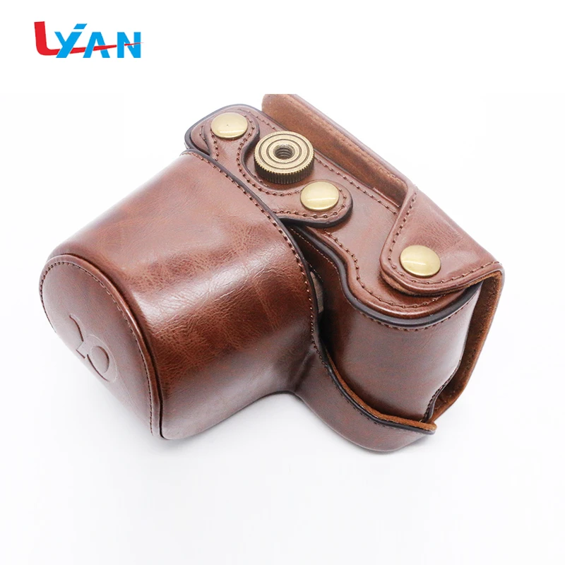 Custom outdoor travel fashion pu leather mirrorless camera bag
