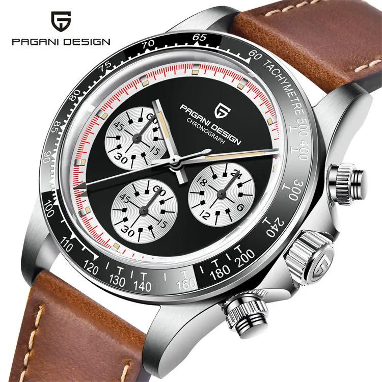 Pagani design 1676 luxury silver men quartz  watch high quality  stainless steel strap water resistant business wristwatch