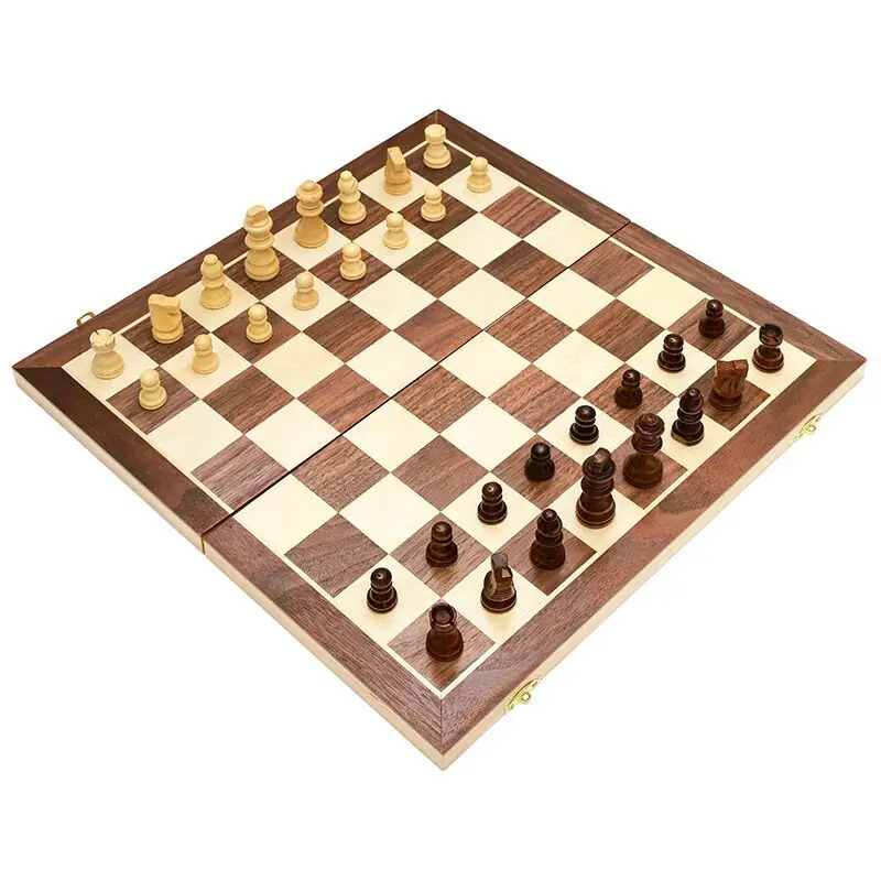3 in 1 Non Magnetic Wooden Chess Board Backgammon Checkers Travel Games Chess Set Board Game