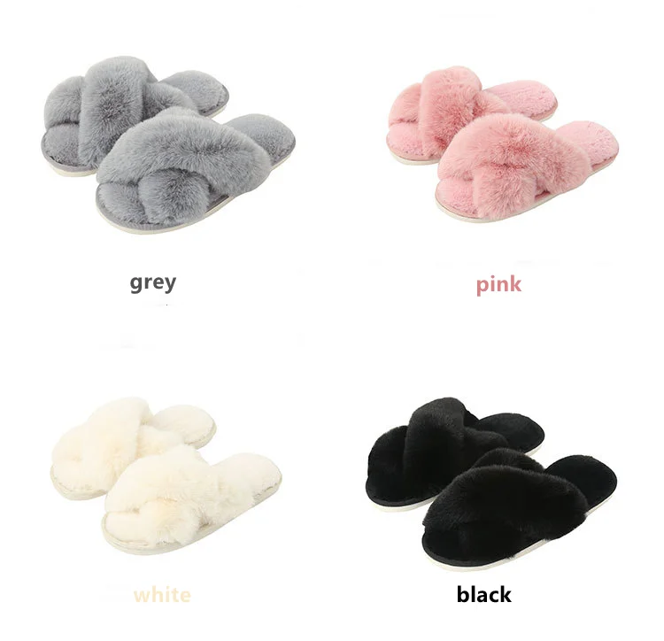 Женские пушистые тапочки с перекрестными ремешками, удобные мягкие плюшевые домашние тапочки с открытым носком и резиновой подошвой, камуфляжные тапочки без застежки для дома и улицы