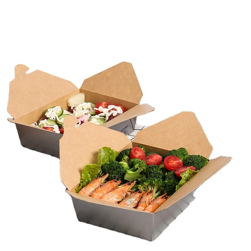 food box packaging take out food container PE coated kraft salad paper box with window
