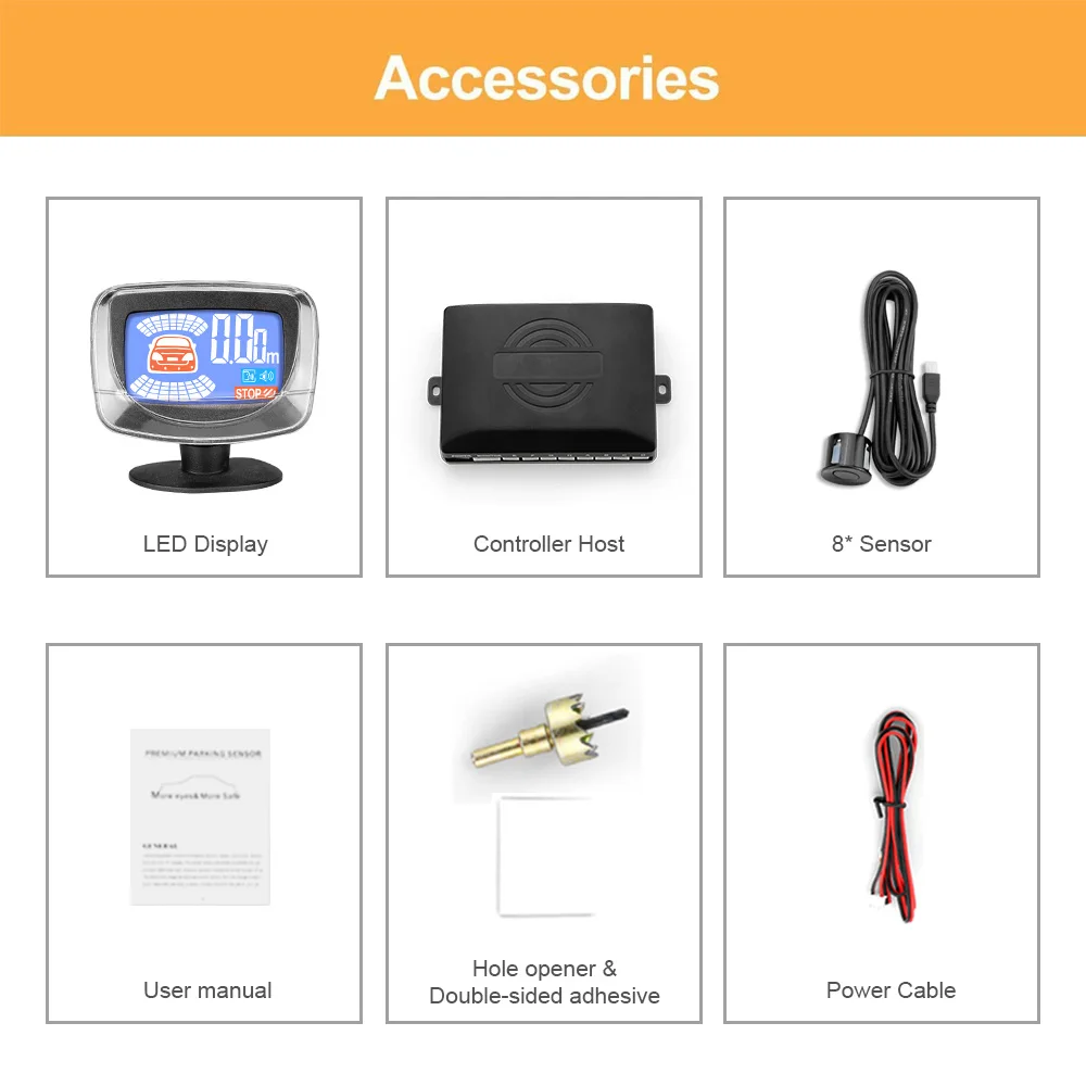 Parking Meter for Car Reverse Park Sensor with 8sensors