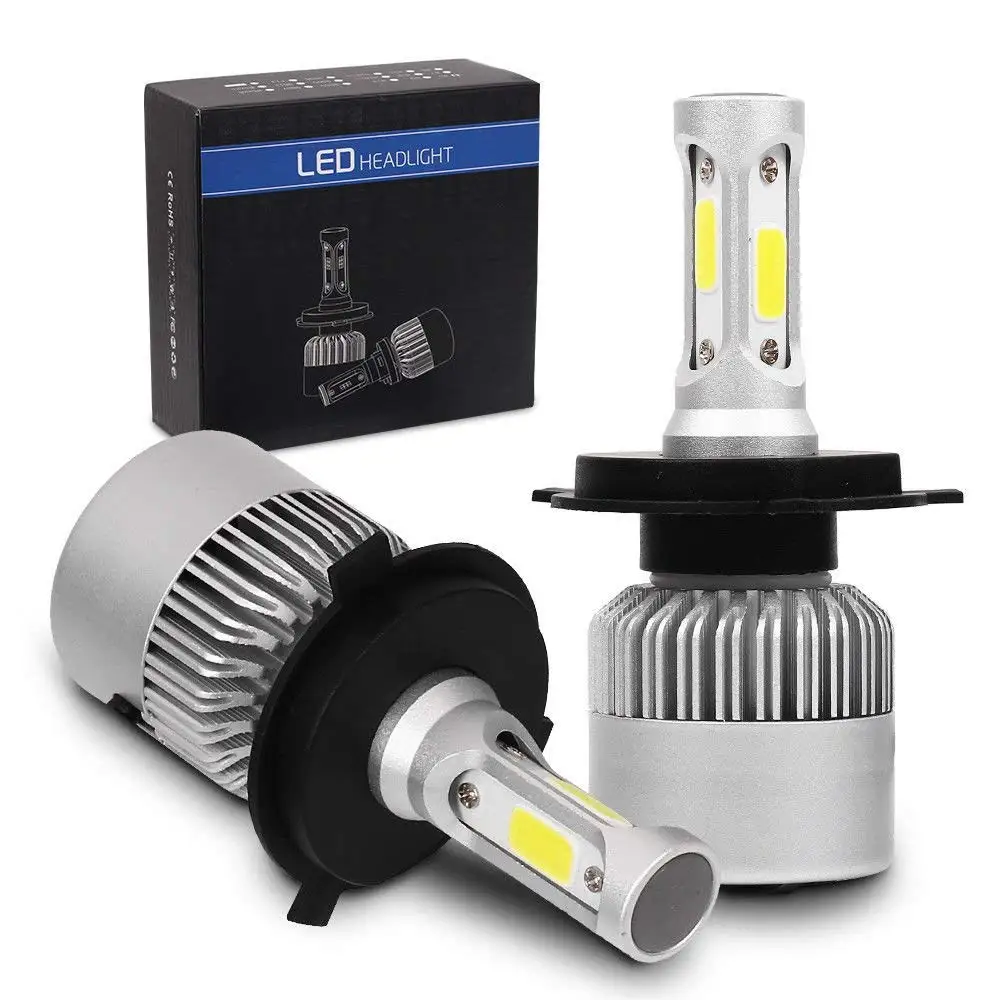  Система автоматического освещения S2 cob car 9005 9006 h1 led light h4 h7 h11 72w 8000lm круглые светодиодные лампы для автомобильных