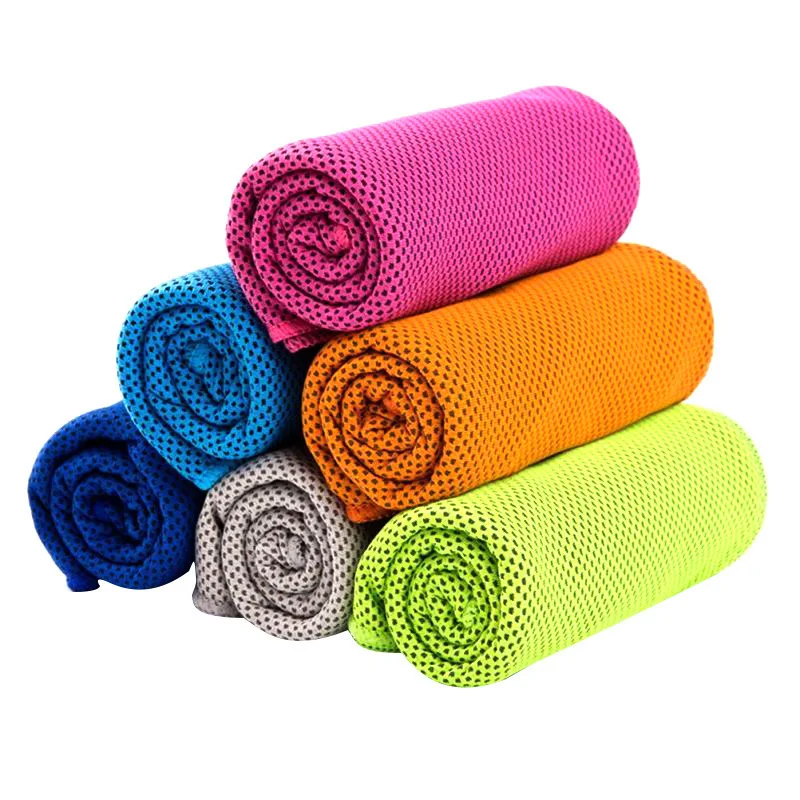 Custom Logo Sports Ice Cooling Towels Gym Sweat Microfiber Sports Cool Towels Sweat Cool Micro Polyester Towel for Neck And Face