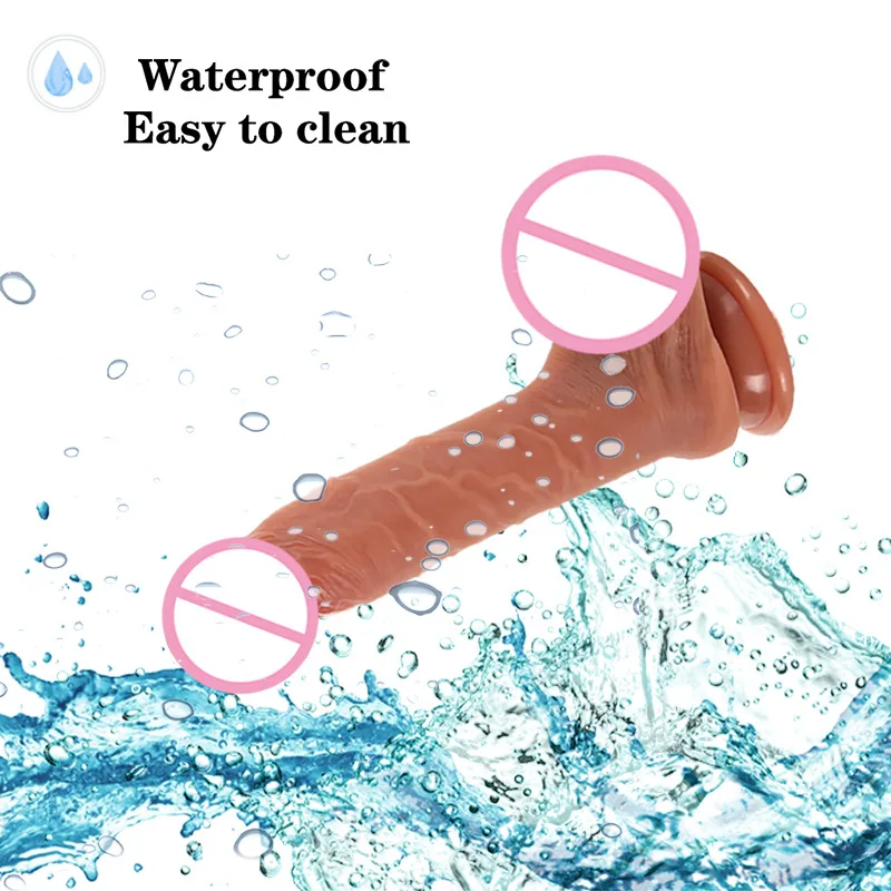 Double-Layered Brown Soft Liquid Silicone Dildos New Adult Sex Toys for Male and Female Simulated Utensils