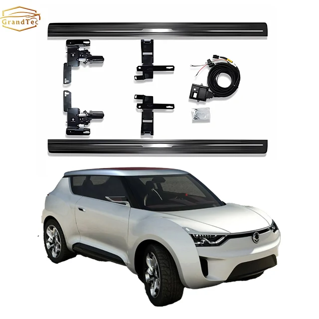 Exterior Accessories Aluminum Alloy Side Pedal Car Board Walk Step Automatic Electric Power Running Board For Ssangyong XIV-2