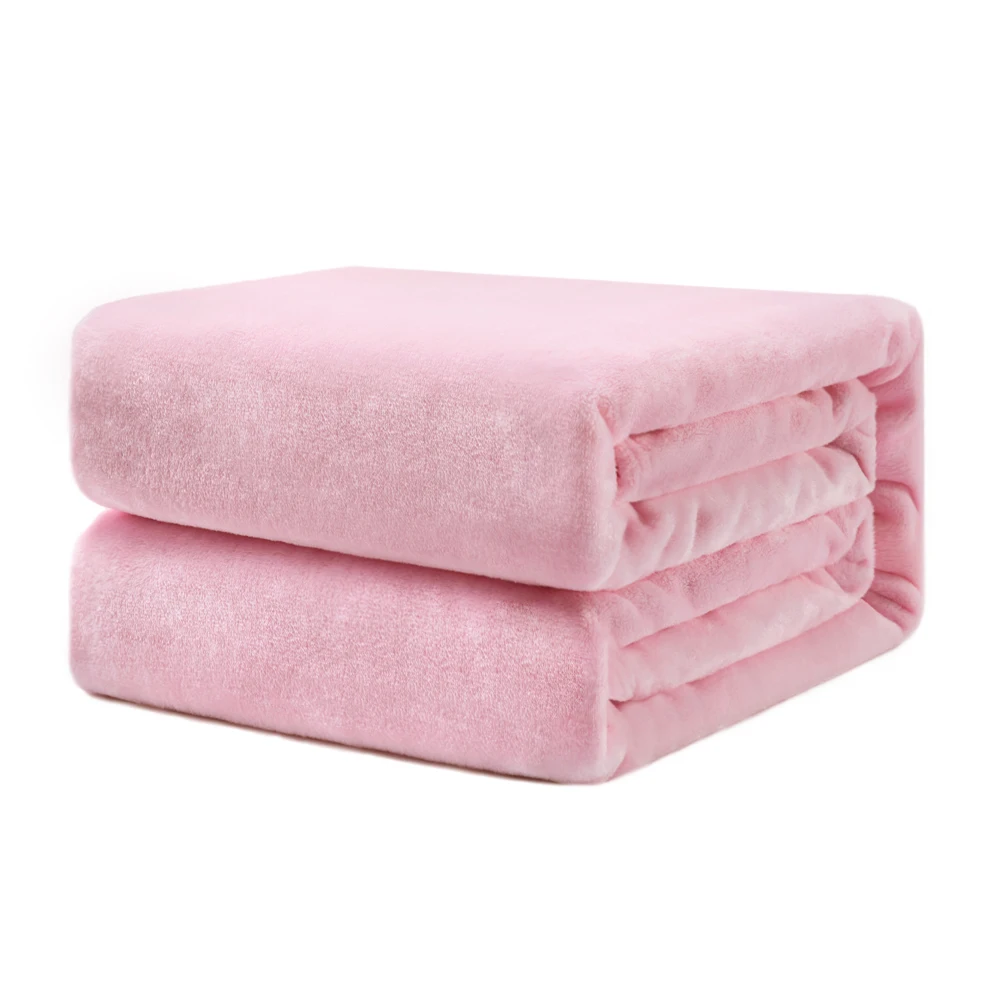 Mulan Wholesale Super Soft Polyester Fleece Blanket Other Korea Flannel Blanket Warm Throw Blanket for Winter Pink Color