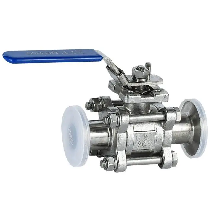 Three piece quick fit ball 3PC Sanitary Stainless Steel Clamped weld female thread Ball valve