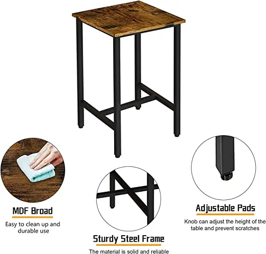 Modern Counter Height Kitchen Bar Table Stools and Restaurant Dining Table Set for Breakfast Nook Living Room Small Space