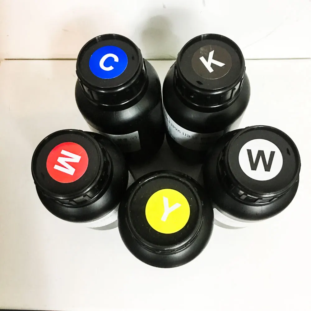 Erasmart Best quality CMKYW  5 Bottle 500ML LED Inkjet Printer UV Ink For UV Printer