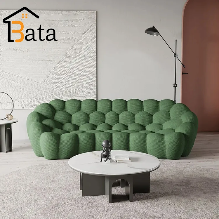 Factory Price French Velvet Upholstery Living Room Sofas Furniture High Quality Fabric Bubble Sofa
