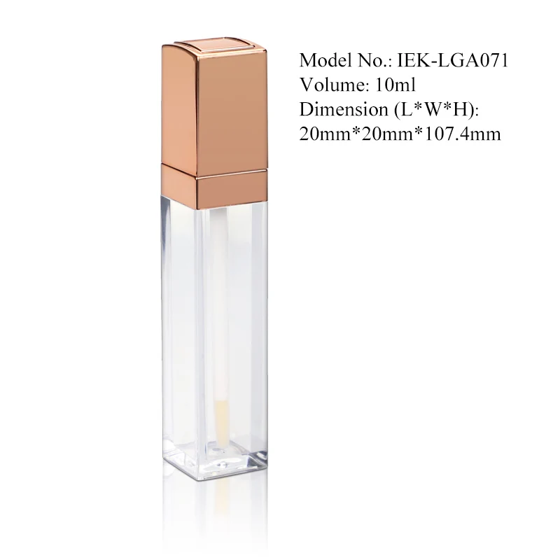 Luxury 10ml Rose Gold Empty Lipgloss Containers Tube Square Lip Gloss Tubes