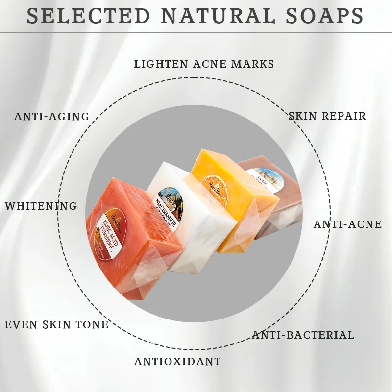 OEM Wholesale Kojic Acid Knuckle Whitening Soap Exfoliating Natural African Whitening Black Soap Bar For Dark Skin