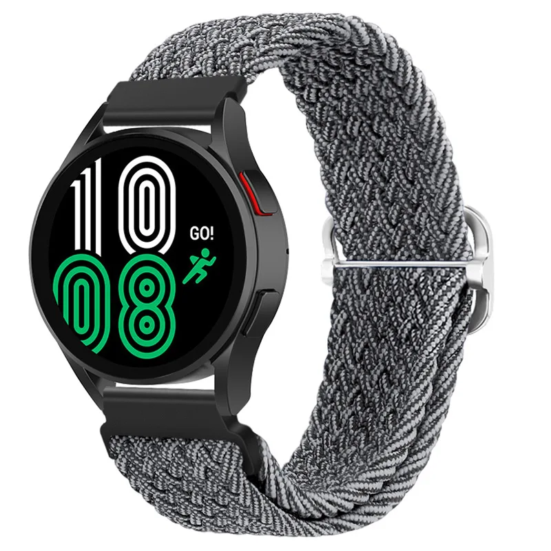 20mm 22mm Quick Release Pin Wristband for Samsung Galaxy Watch4 40mm 44mm Adjustable Nylon Braided Elastic Watch Strap