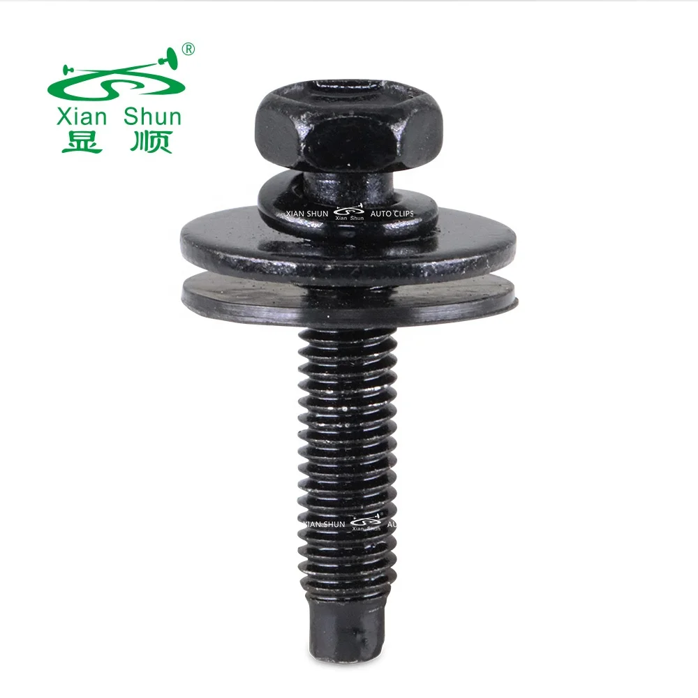 Xianshun car clip Metal screw full bearing hexagon washer stainless steel black coating for auto vehicle and household