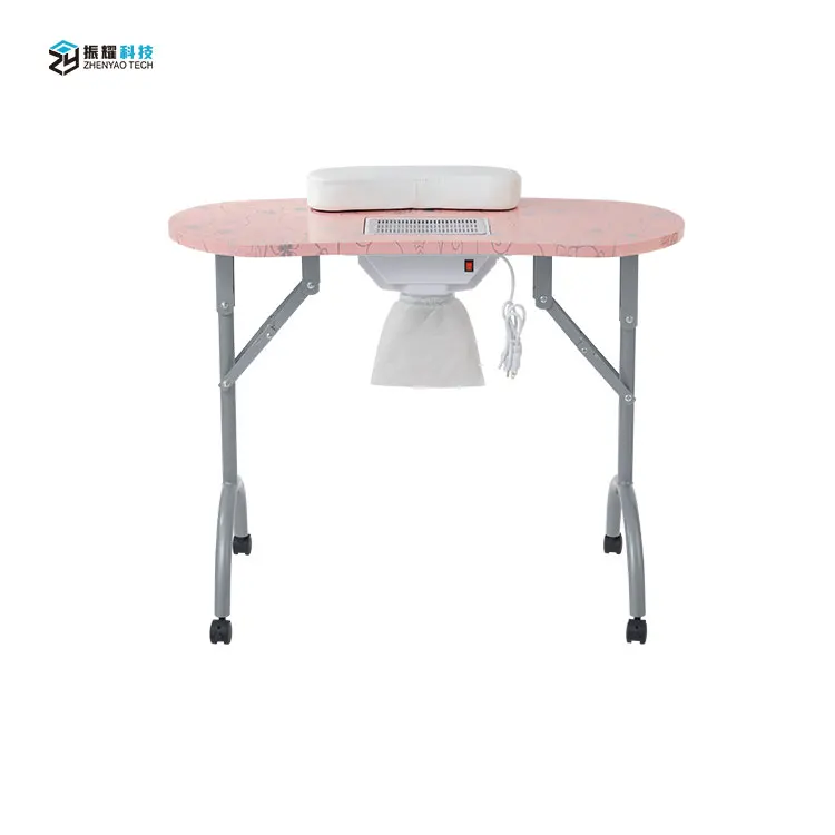 Wholesale Hight Quality Salon Furniture Pink Portable Nail Table With Dust Collector