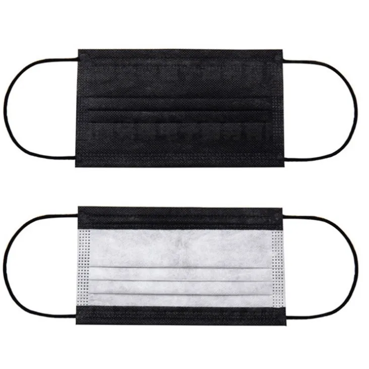 Wholesale price 50pcs per bag disposable black 3 ply face mask