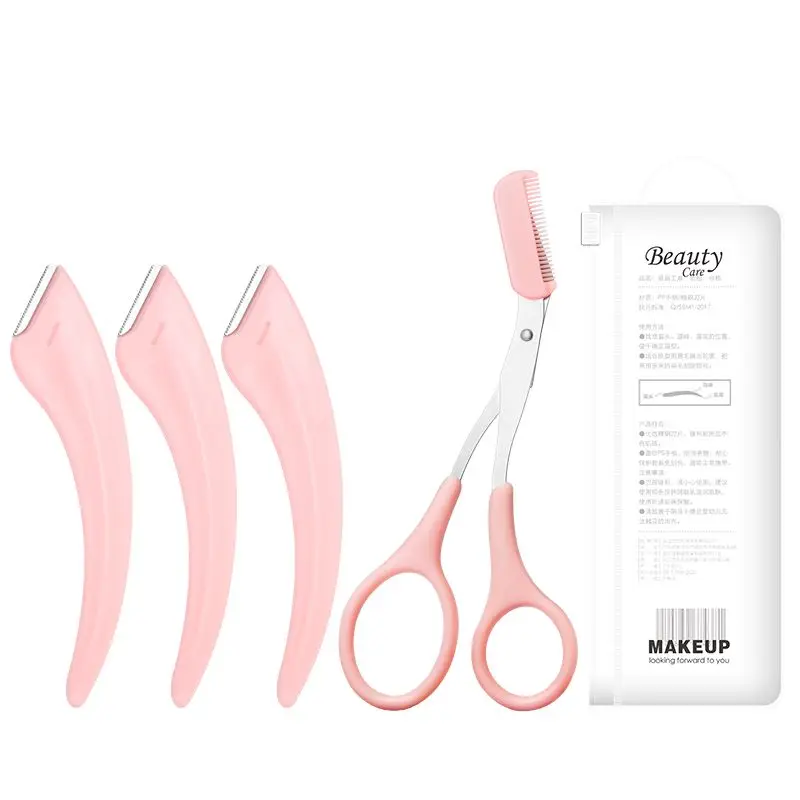 Hot Sale Cosmetic Tool Set Special Eyebrow Razor Set High Quality Safe Practical Eyebrow Trimming Scissors Set For Beginners