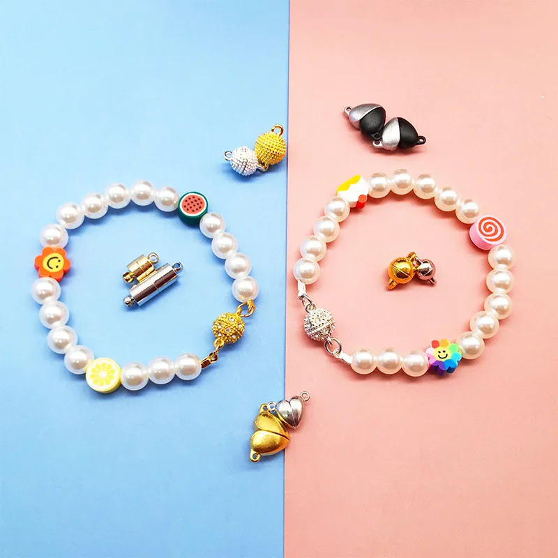 Queena Rhinestone Crystal Round Ball Mix Style Hook Jewelry Connector Closure Magnetic Clasps For Bracelet