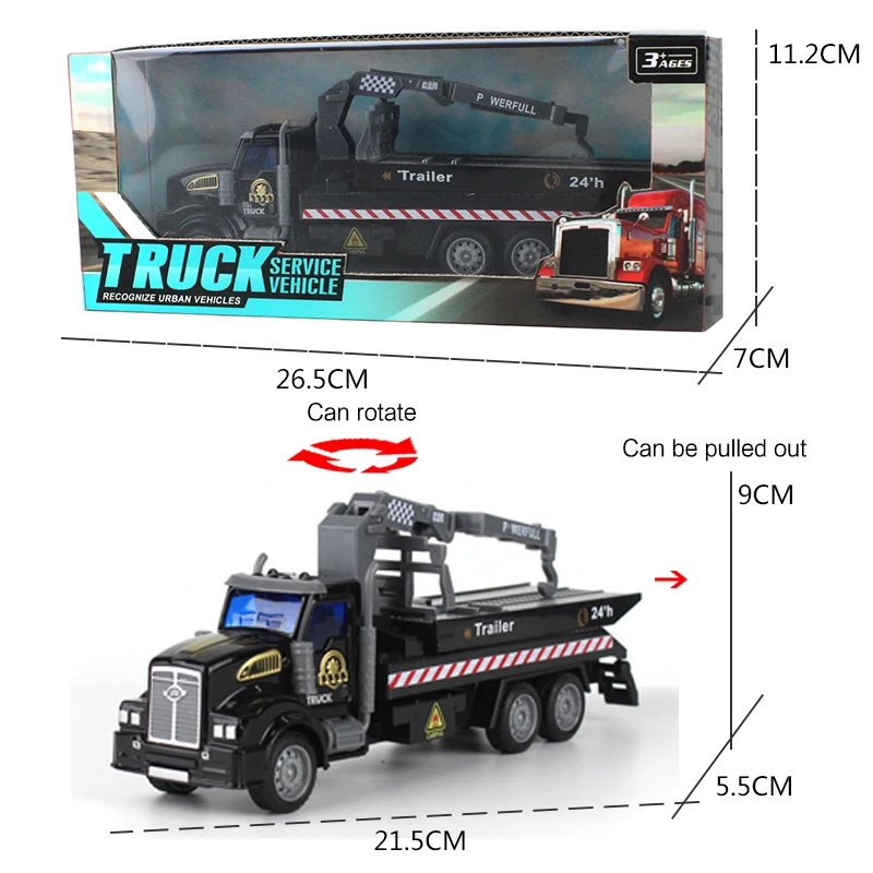 Wholesale Toys Alloy Rescue truck Vehicles Diecast Cars Trailer Toy wrecker tow trucks tractors trailer transport flatbed toys