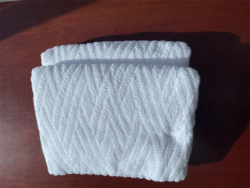 Custom terry jacquard 100% polyester Soft Ihram Haji Towel Muslim Towel For Worship