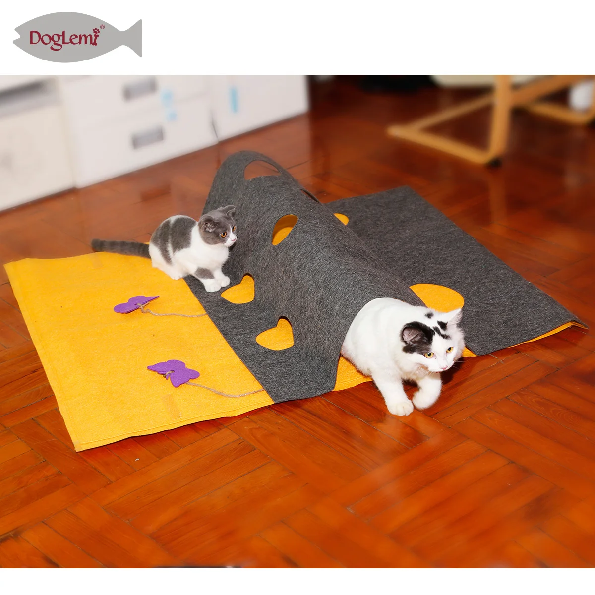 Wholesale Hide And Seek Mat DIY Activity Pet Scratching Mat Burrow Blanket Cat Training Tunnel