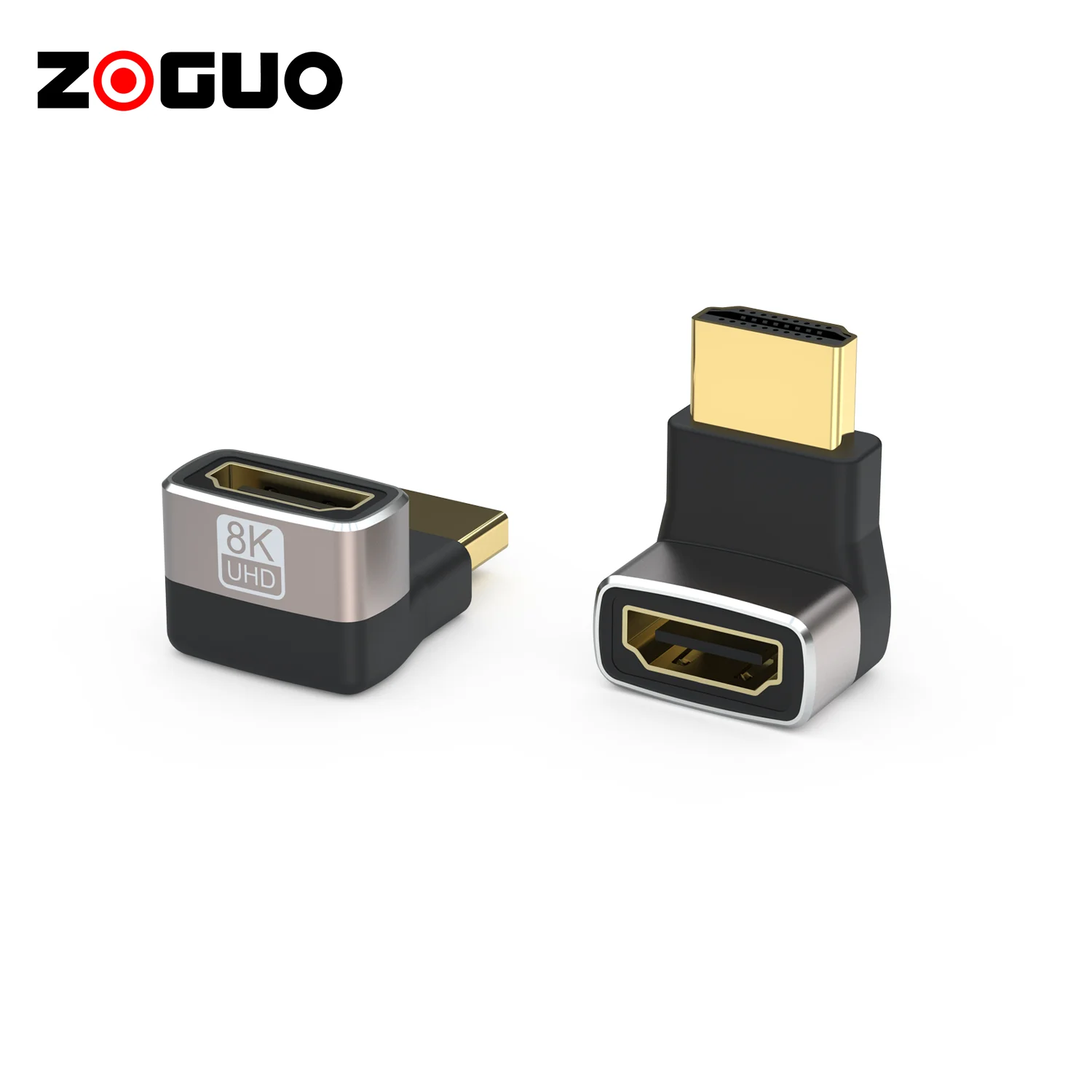 8K 2.1 Metal Shell HDMI Adapter Right Angle Down 90 Degree Adapter Support HDR Dynamic Plug Connector