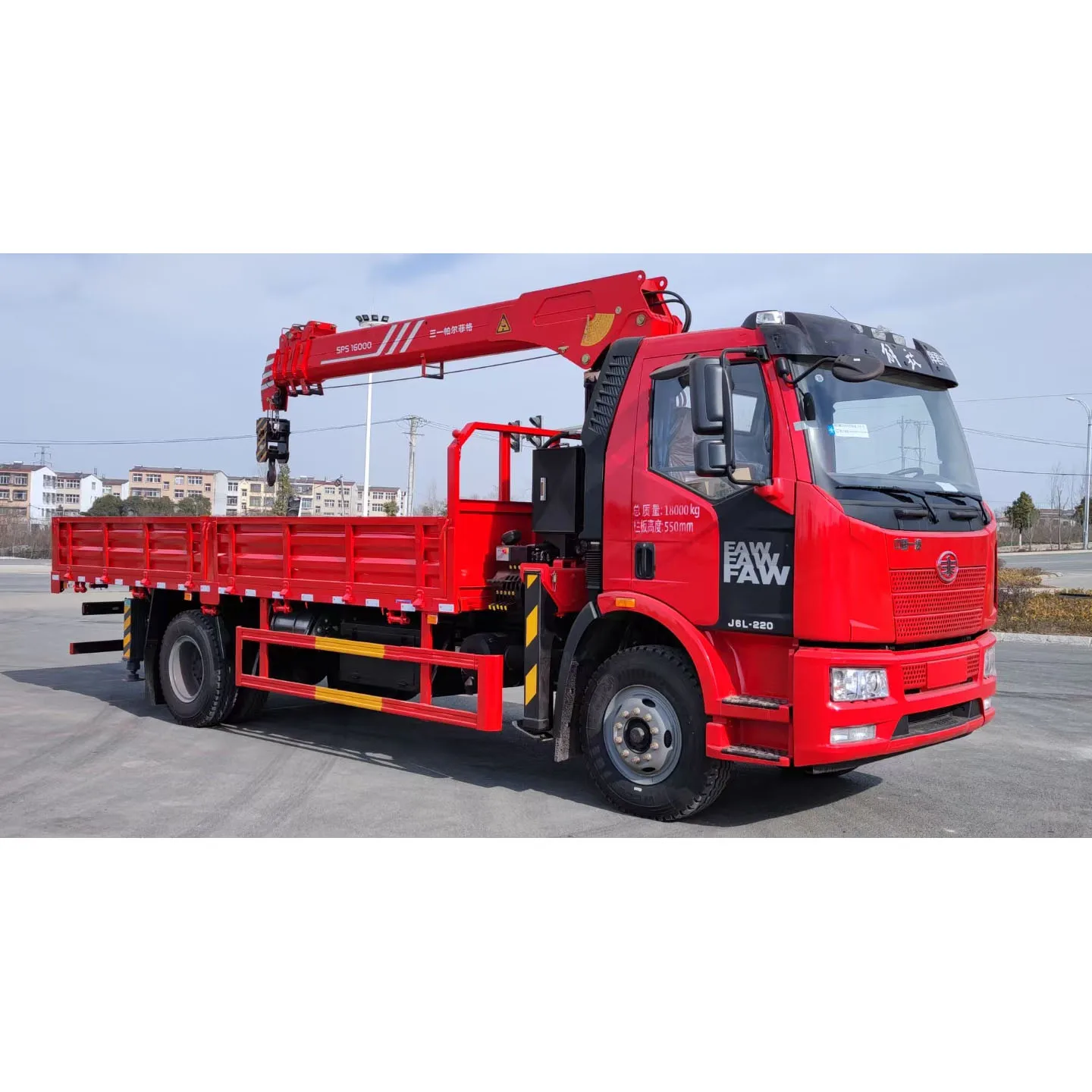 FAW 4x2 6 Wheels Lorry Straight Telescopic Boom Cargo Truck with Crane with 6 8 10 Ton Lift Hydraulic Truck Crane
