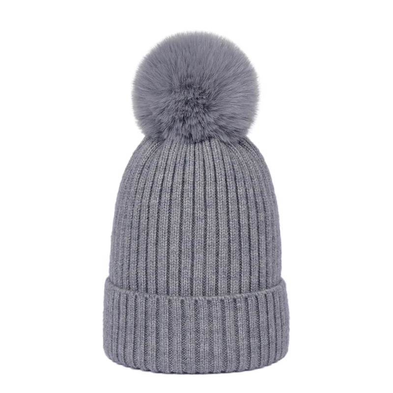 Cozy Knitted Pom Pom Beanie Hat with Personalized Logo for Winter