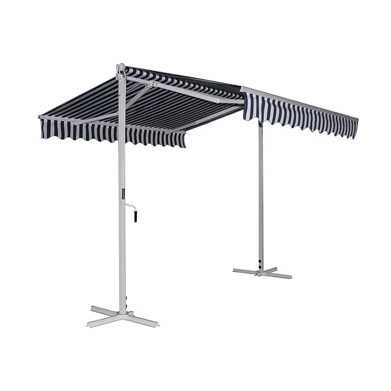 Wholesale retractable waterproof outdoor freestanding awning adjustable patio waterproof double side awnings