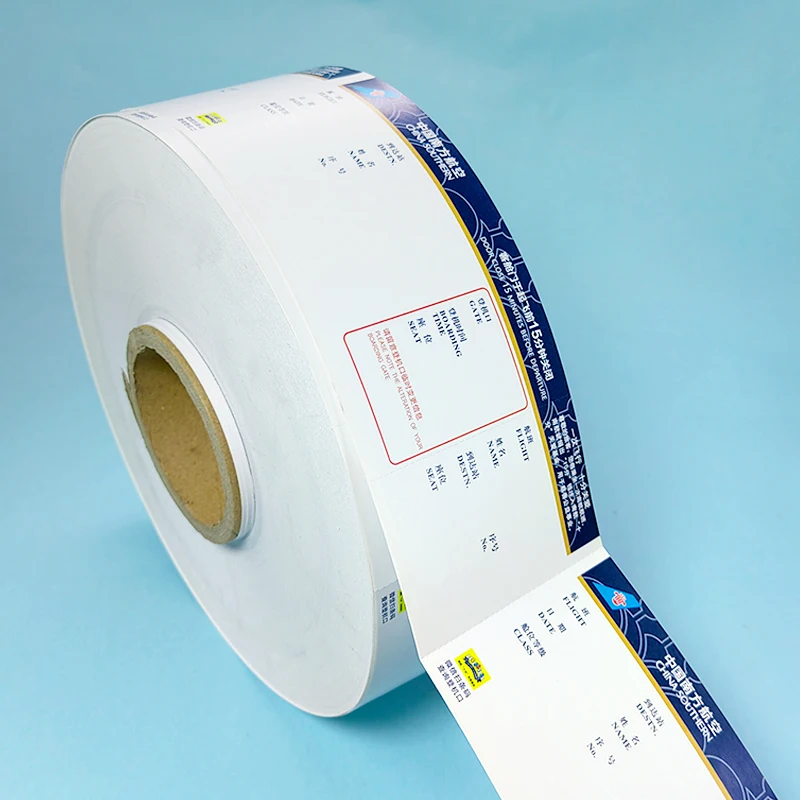High quality  wholesale custom Blank air ticket airline fright thermal paper  Label Thermal  printed Boarding Pass cheap