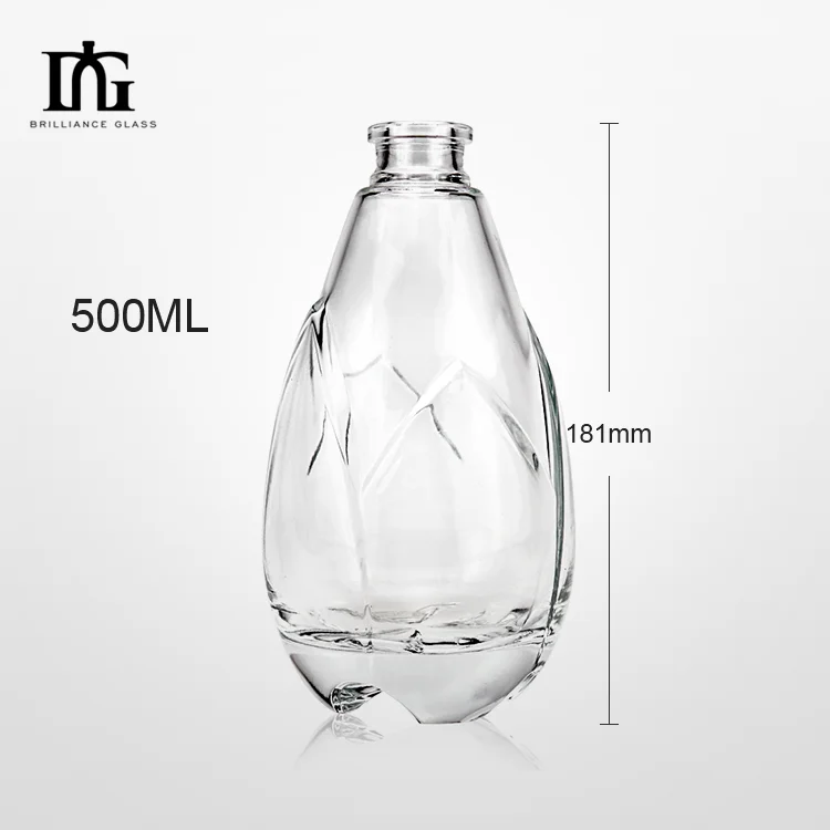 Long neck rectangle square shape vintage quality wholesale different size 500ml 700ml 750ml bottle glass drinks liquor bottle