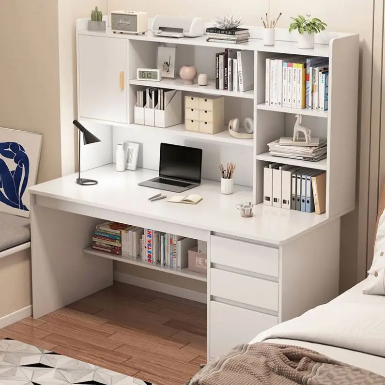 Desktop Computer Desk Household Desk Bookshelf Integrated Simple Office With Bookcase Combination Bedroom Student Writing Desk