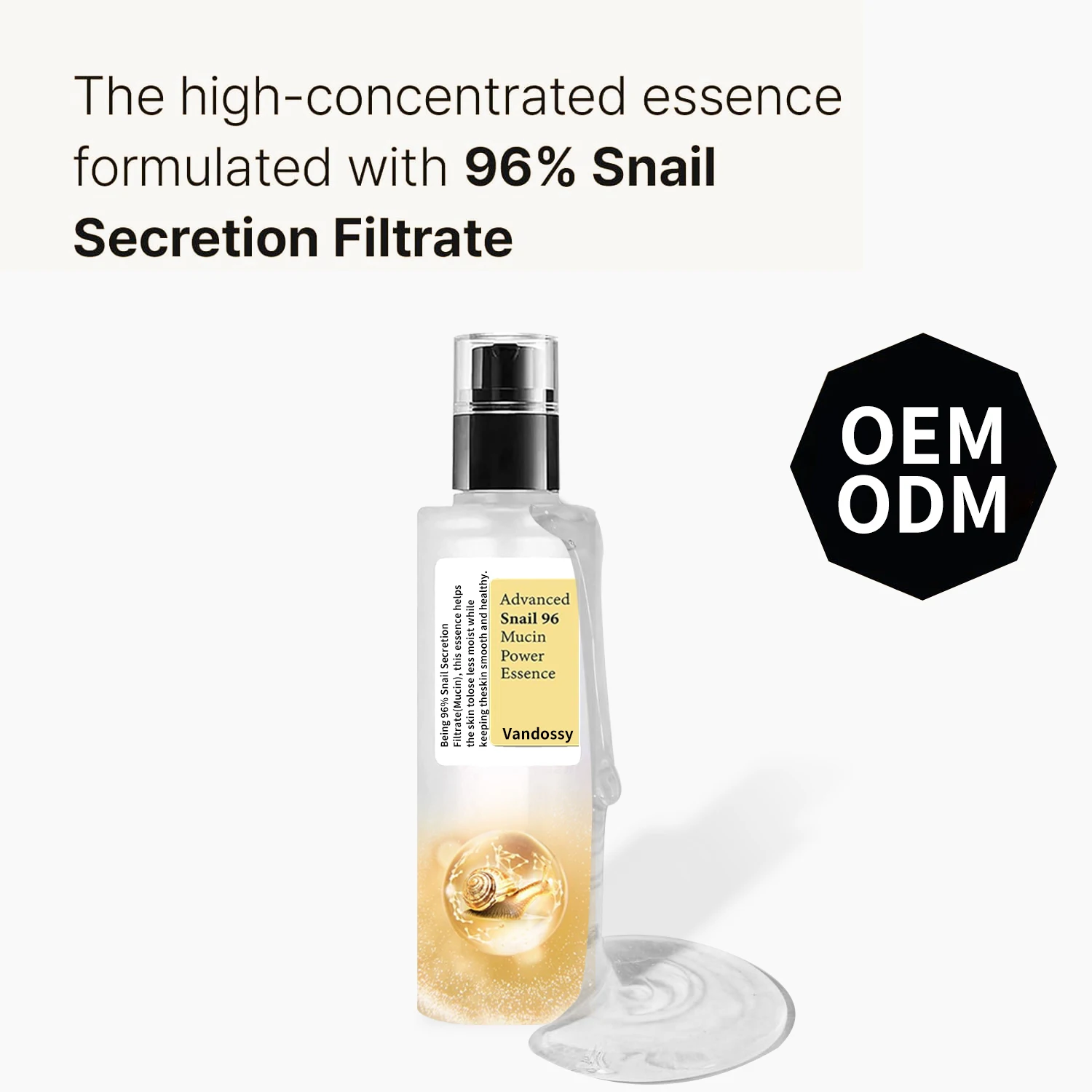 Private Label Snail Mucin 96% Power Face Serum Deep Hydrating Serum for Face Self Care Glow Skin Korean Skin Care