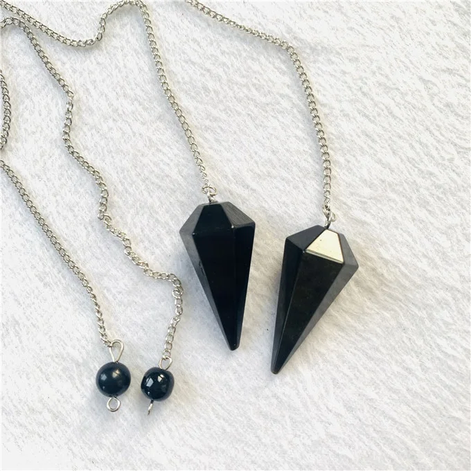 Natural black obsidian crystal pendulum crystal stone pendulum pendants