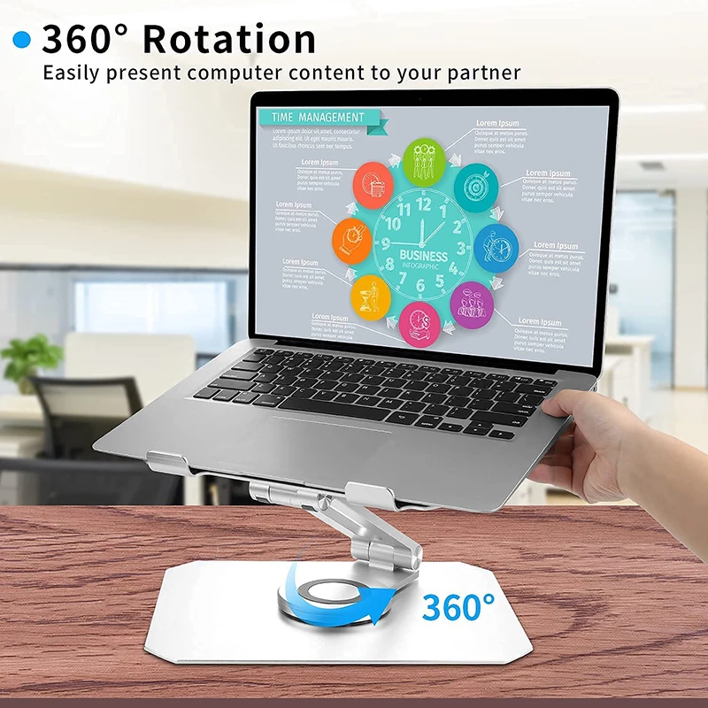 11~17 inch portable alloy foldable notebook mount holder 360 degree rotating adjustable rotatable aluminum laptop stand