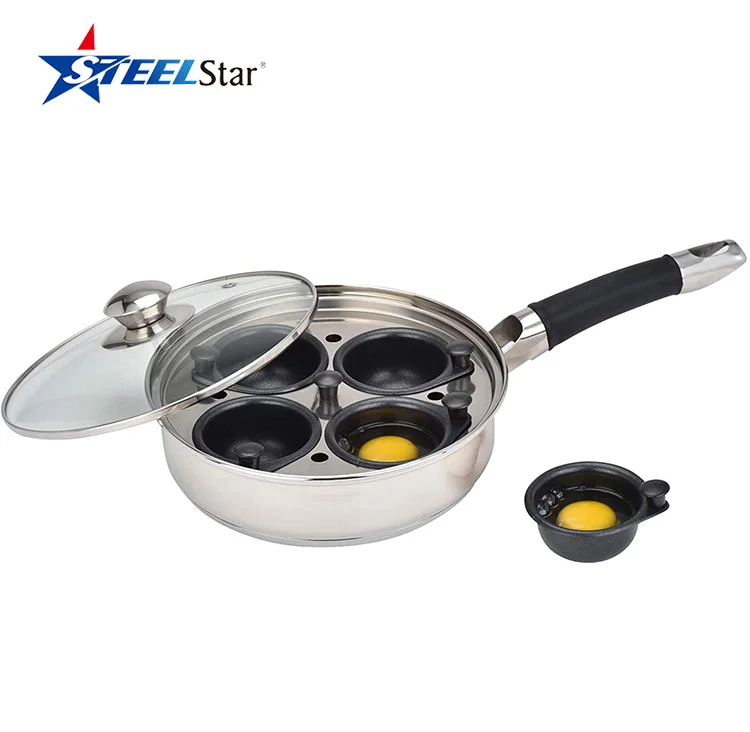 
Stainless steel egg poachers egg boiler with 4-6pcs nonstick egg cup 