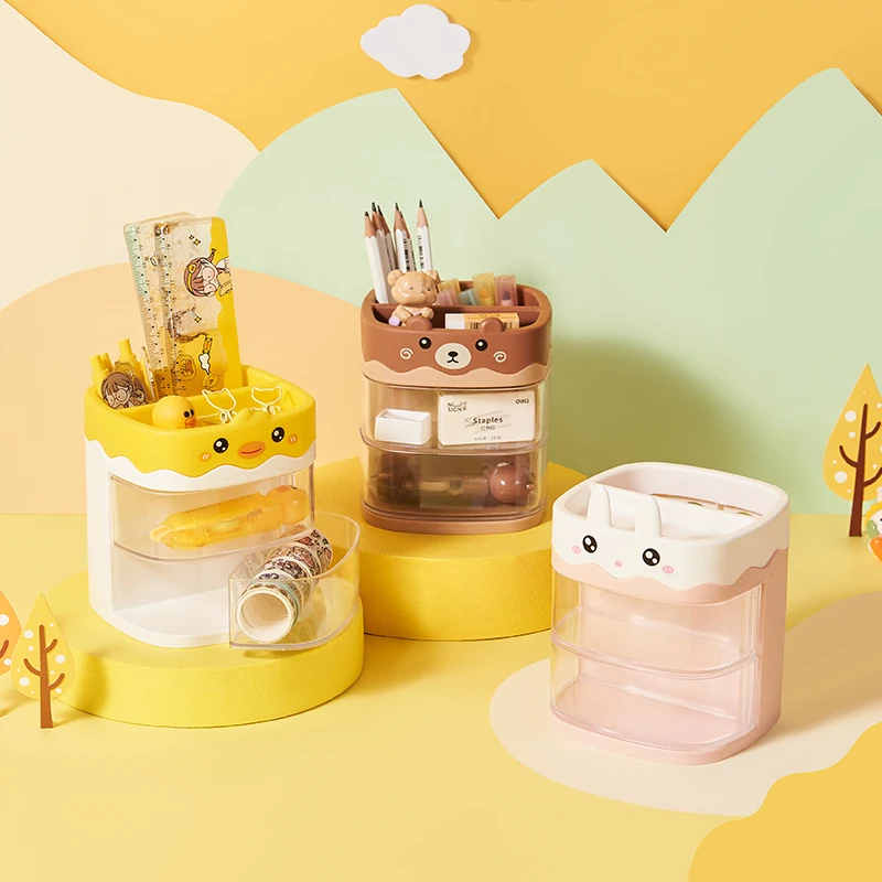 Пластиковый вращающийся держатель для ручек, Декоративные Канцелярские ящики для хранения, карандашные горшки для дома и офиса, школы, настольные ручки для хранения