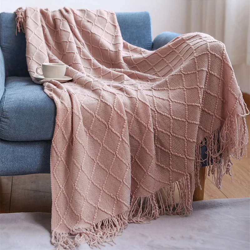 Custom Wholesale Cheap Boho Throw Chunky for Sofa Knitted Blanket for Home Decor