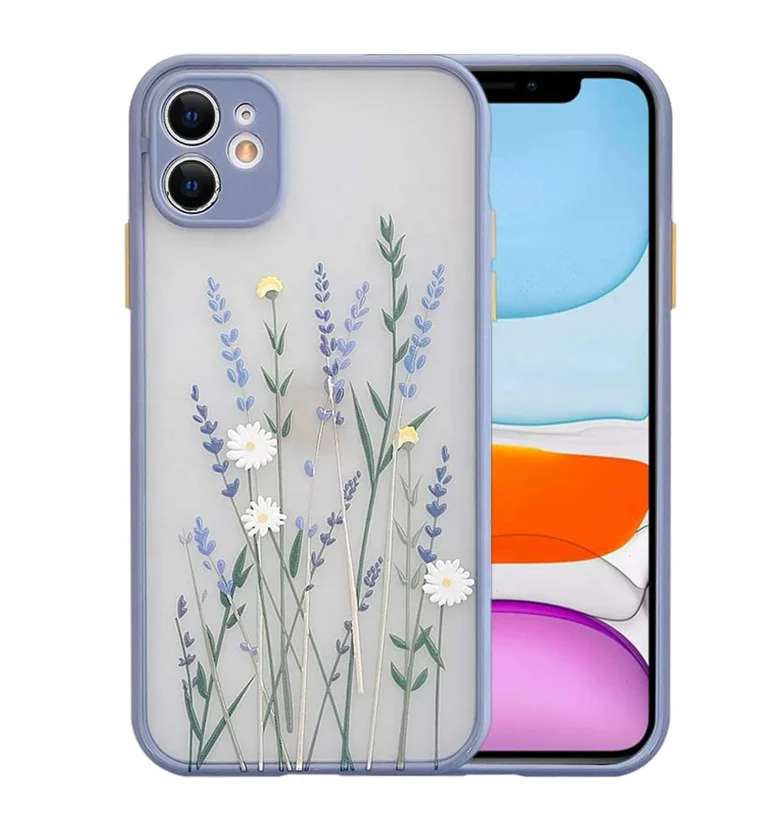 GOSTARRY Back Phone Cover Lavender Flower Phone Case Floral Transparent Hard Back Cover Tpu Bumper For Iphone 13 12 Pro Max Case