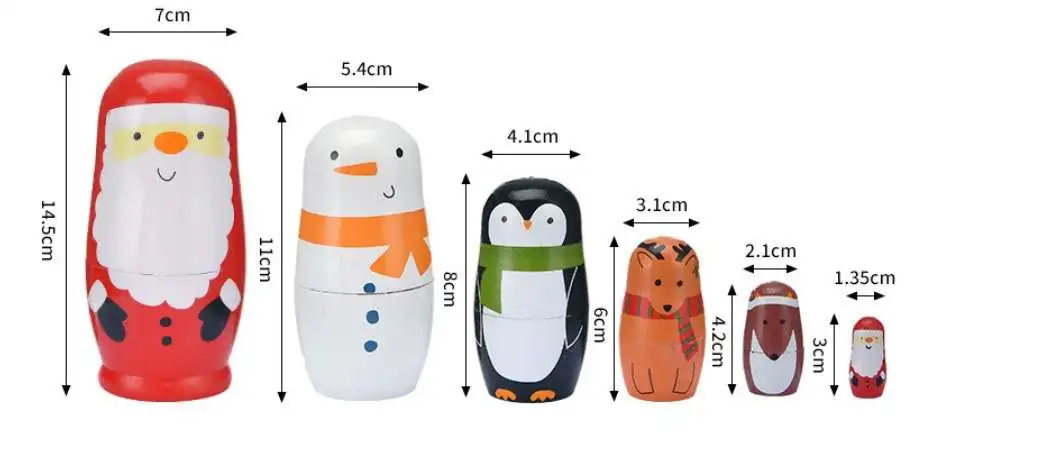 Wooden Christmas Nesting Dolls Snowman Matryoshka Doll 5-layer Wooden Russian Nesting Christmas Matryoshka Dolls