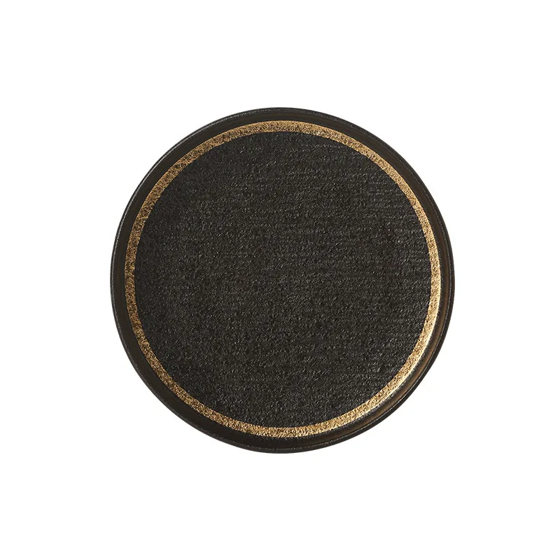Matte Black Stoneware Ceramic Dinner Plate for Sushi Restaurant Porcelain Round Steak Plates Grain Dessert Salad Spaghetti Dish