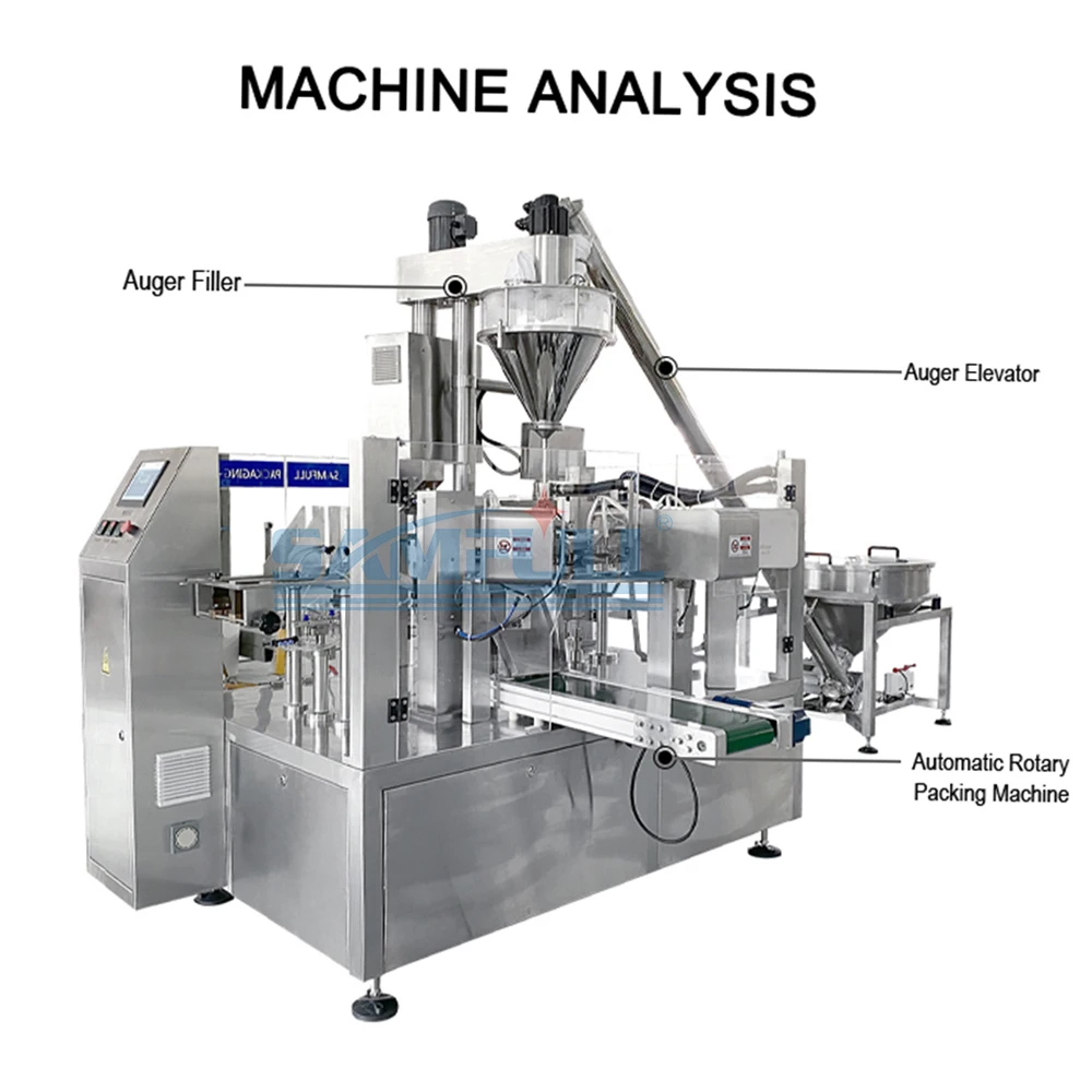 Automatic given bag seasoning packing machine with auger filler rotary doypack filling machine for curry powder